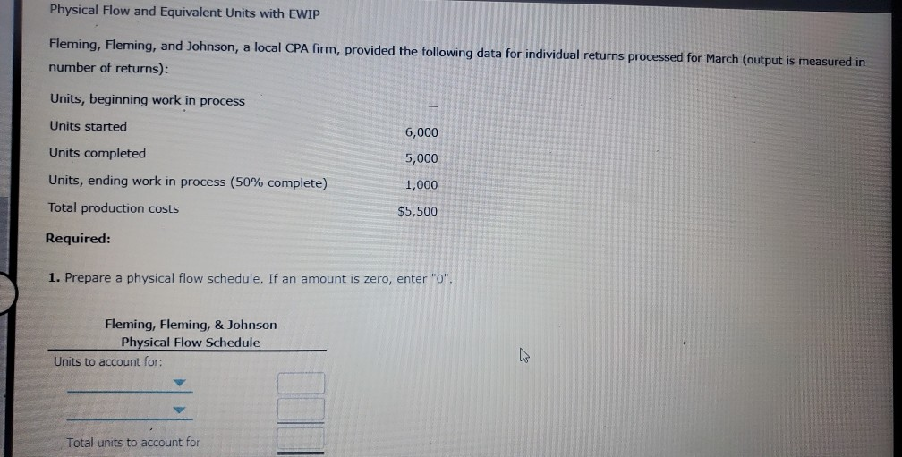 How would you answer this? Physical Flow and Equivalent Units with EWIP