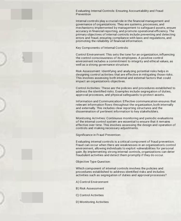 Evaluating Internal Controls: Ensuring Accountability and Fraud Prevention Internal controls play