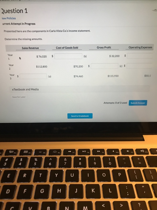  Question 1 lew Policies urrent Attempt in Progress Presented here are