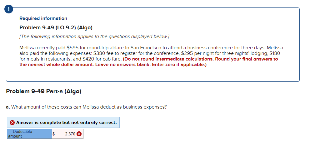 PLEASE HELP ! Required information Problem 9-49 (LO 9-2) (Algo) (The