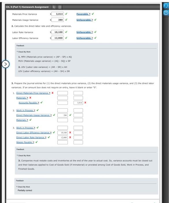 Thank you Direct Labor and Direct Materiass Variances, Journal Entries Jameson Company