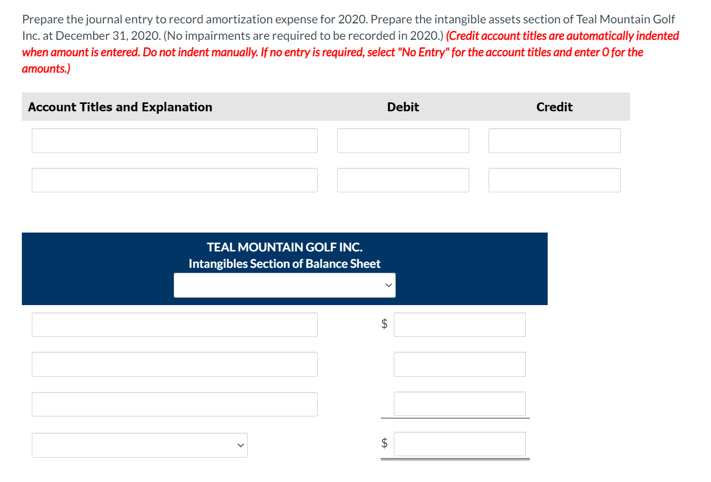 Prepare the journal entry to record amortization expense for 2020. Prepare