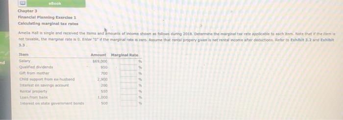  book Chapter 3 Financial Planning Exercise 1 Calculating marginal tax rates