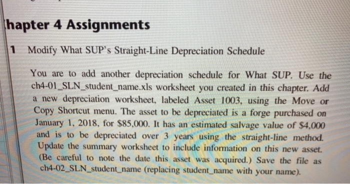 Chapter 4 Assignments 1 Modify What SUP's Straight-Line hapter 4 Assignments 1