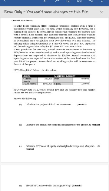  Read Only - You can't save changes to this file. Question