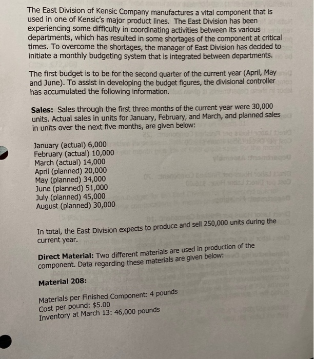  how to solve these problems on the Excel? The East Division