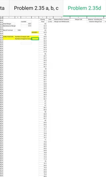 gold futures contract (see data attachment in excel format and you should