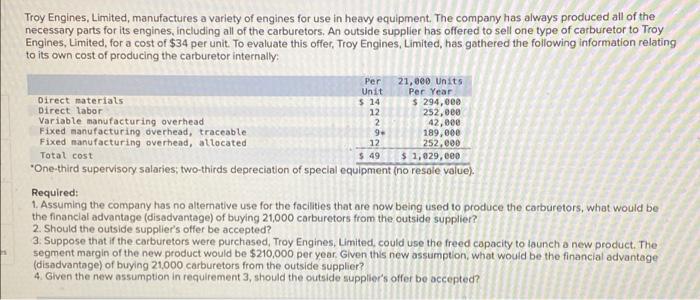 please answer all 4 required questions. will give thumbs up! Troy Engines,