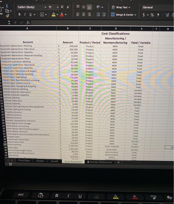  Calibri (Body) 11 ' III General Wrap Text ] te BIU