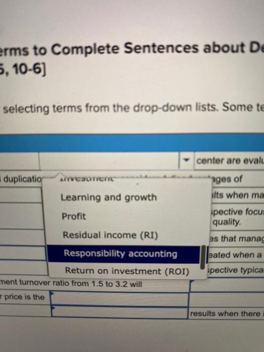 on more such as ROI and residual income 2. Suboptima decisions and