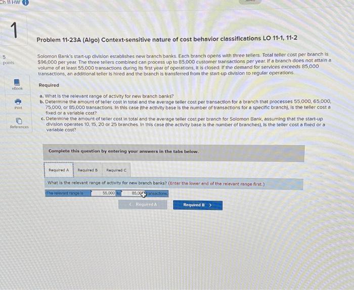  Ch 11 HW 1 1 Problem 11-23A (Algo) Context-sensitive nature of