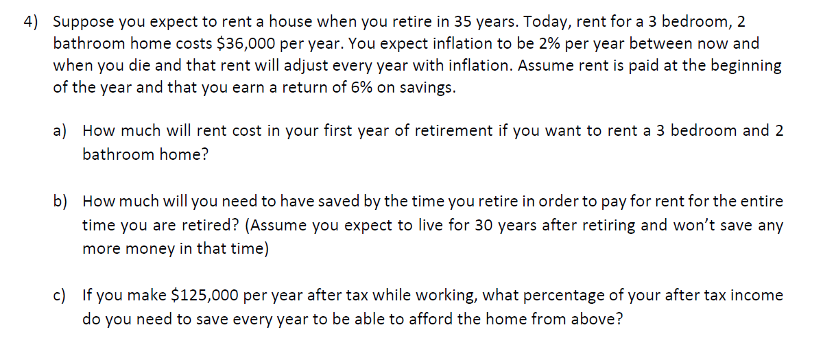 I need to see this problem solved out in excel with formulas/steps