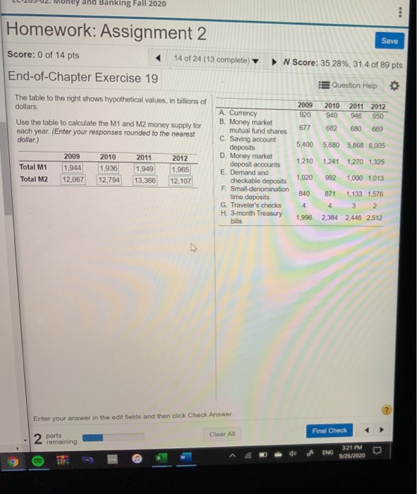  ley and Banking Fall 2020 Homework: Assignment 2 Save Score: 0