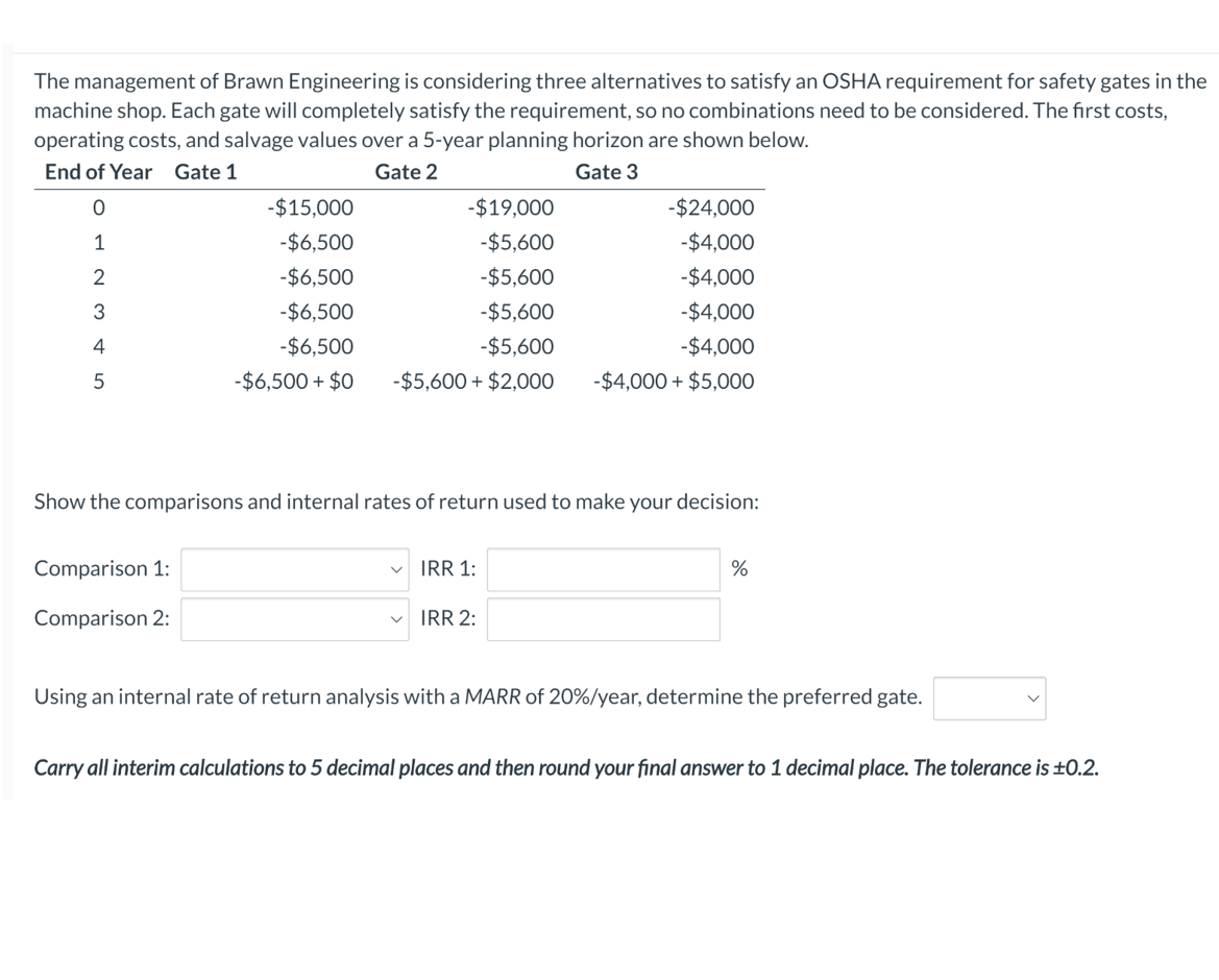 Drop down options for Comparison 1: (Gate 2 vs Gate 1),