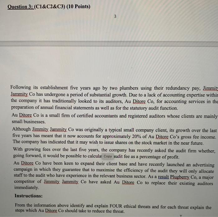  Question 3: (C1&C2&C3) (10 Points) 3 Following its establishment five years