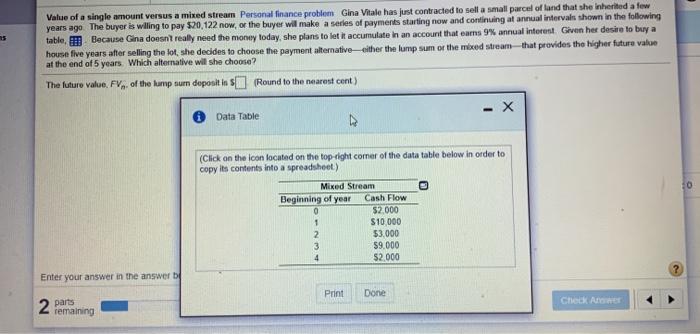  Value of a single amount versus a mixed stream Personal finance