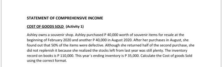 I need complete answer for this problem please and explanation. STATEMENT OF