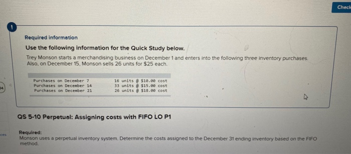  Check Required information Use the following information for the Quick Study