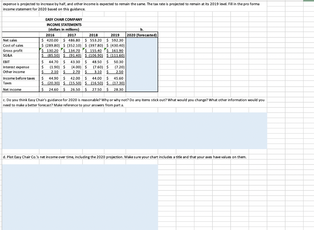  PLEASE ANSWER IN EXCEL FORMAT WITH FORMULAS INCLUDED. expense is projected