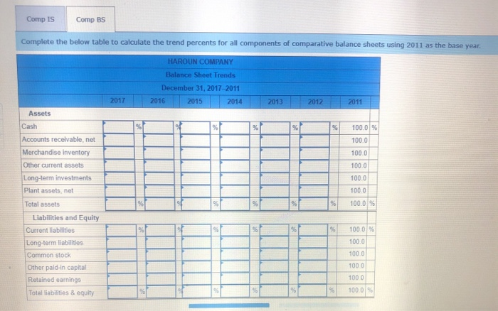 follow. HAROUN COMPANY Comparative Income Statements For Years Ended December 31, 2017-2011