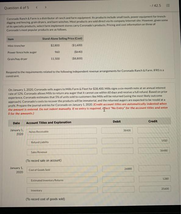 Please help me with part c and d!! - 42.5 Question