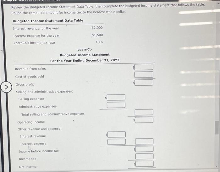 and in creating a budgeted income statement showing a prediction of net