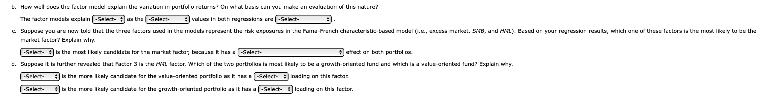 monthly excess returns to two different actively managed stock portfolios (A and