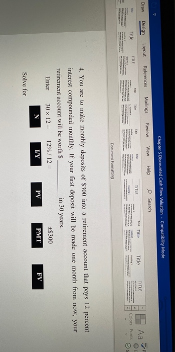 please show how to fill in values on calculator Chapter 5 Discounted