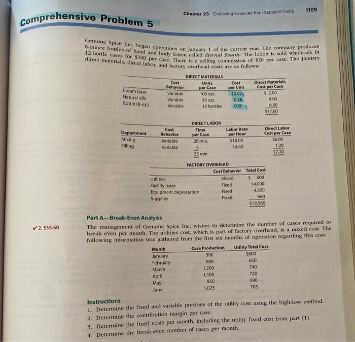  Need help on part A Comprehensive Problem 5 Genuine Spice Inc.