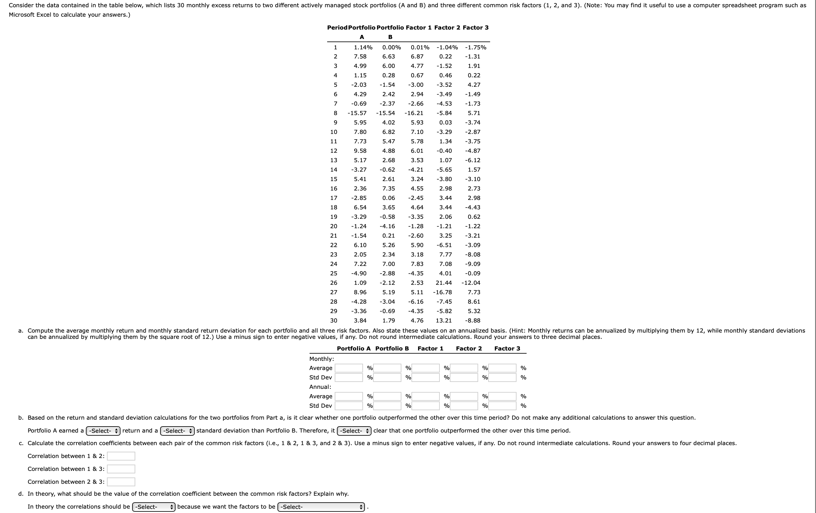  Consider the data contained in the table below, which lists 30