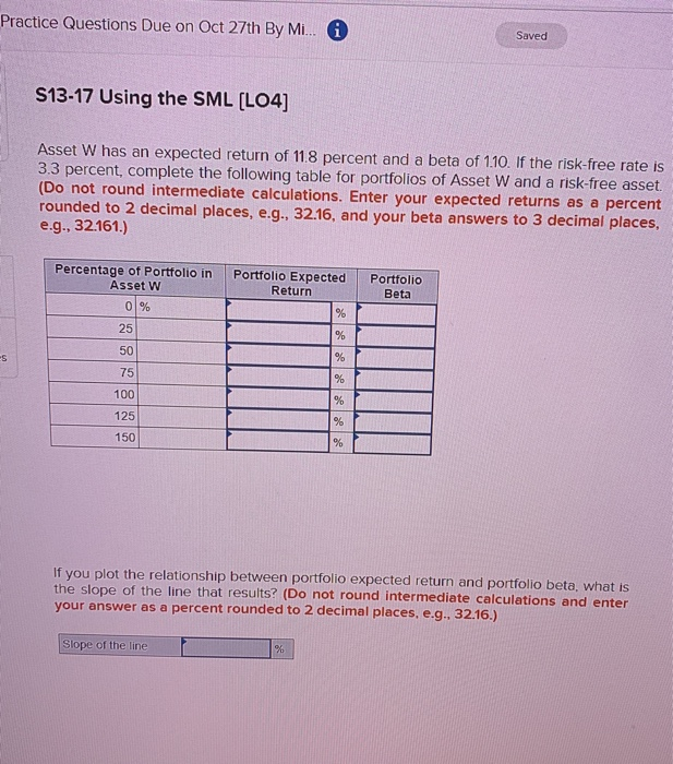  Practice Questions Due on Oct 27th By Mi... i Saved S13-17