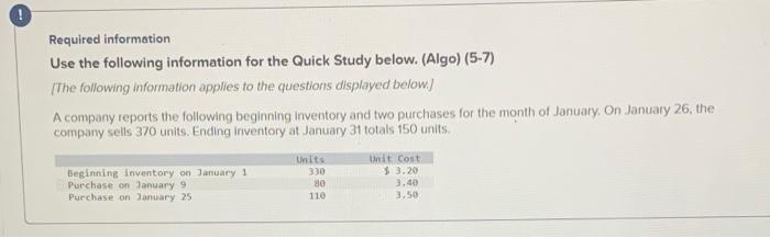  ! Required information Use the following information for the Quick Study