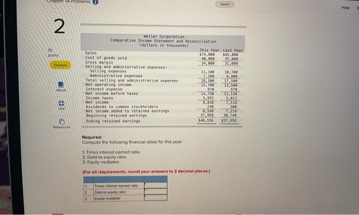 10 Dones Sed Weller Corporation Comparative Income Statement and Reconciliation (dollars in