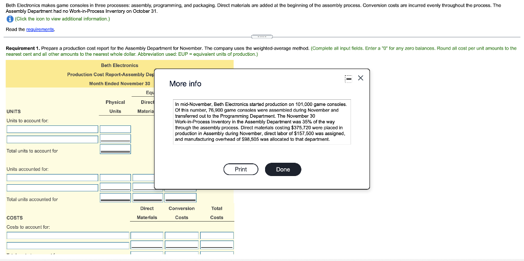  Beth Electronics makes game consoles in three processes: assembly, programming, and