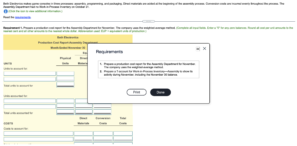 packaging Direct materials are added at the beginning of the assembly process.