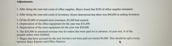  Also using the adjustments, create a multi-step income statement, statement of