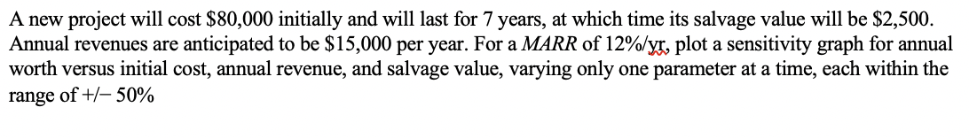 Please show all the equations and the variables. A new project will