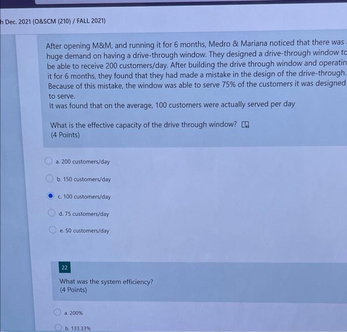  what is the system efficiency? h Dec. 2021 (O&SCM (210) /