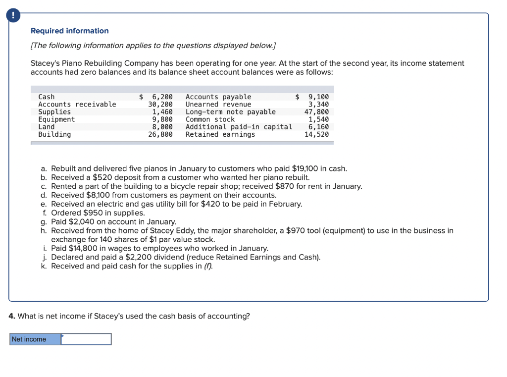 questions displayed below.) Stacey's Piano Rebuilding Company has been operating for one