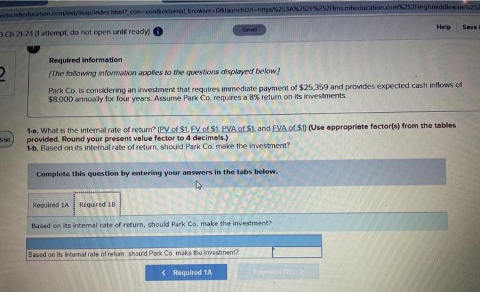Required information The following information applies to the questions displayed below) Park
