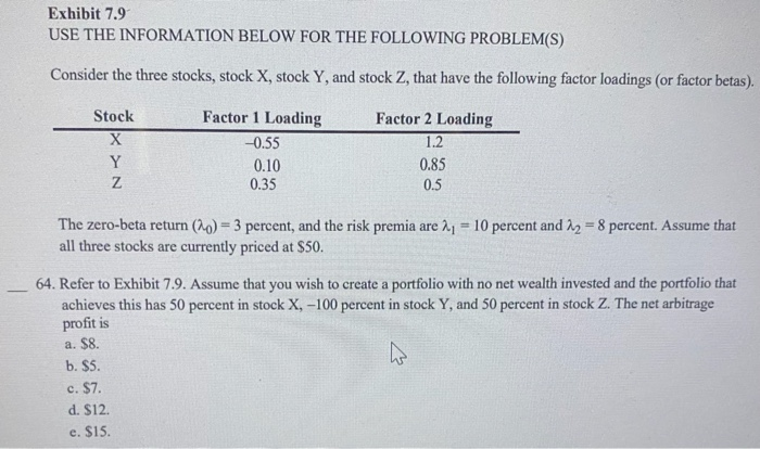  Exhibit 7.9 USE THE INFORMATION BELOW FOR THE FOLLOWING PROBLEM(S) Consider