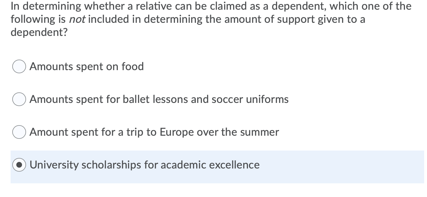  In determining whether a relative can be claimed as a dependent,