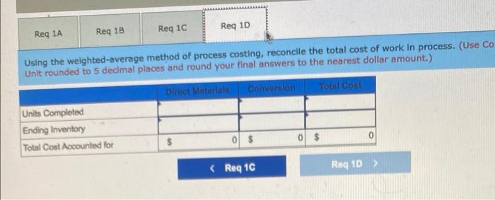 cost of beginning work in process Number of wit started umber of