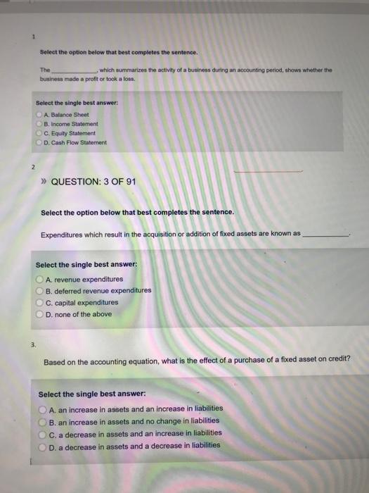 asap pls Select the option below that best completes the sentence. which
