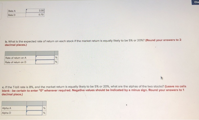 on two stocks for two particular market returns: Market Return 50 Agressive