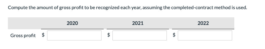 job was completed in 2022. The following information is available. 2020 2021