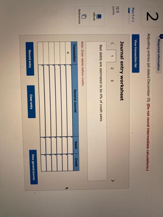 P3 [The following information applies to the questions displayed below.] At December
