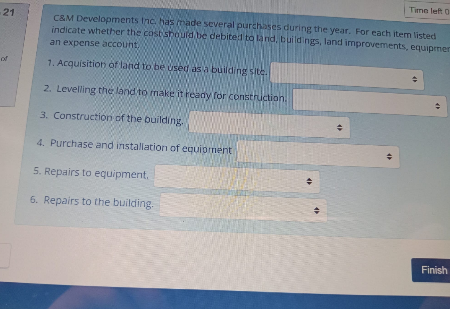  Time left 0 C&M Developments Inc. has made several purchases during