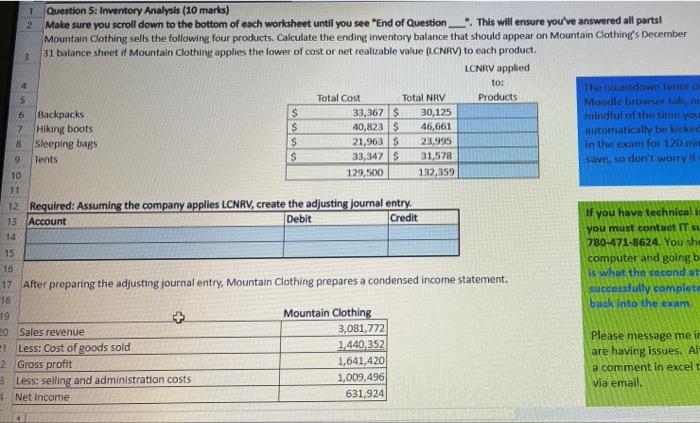  1 2 6 8 Question 5: Inventory Analysis (10 marks) Make