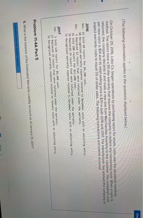 liability estimation LO P4 [The following information applies to the questions displayed